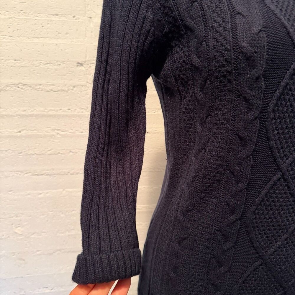 October Cable Knit Sweater Dress Navy S Preppy Fisherman Core Grandmacore - Picture 6 of 6